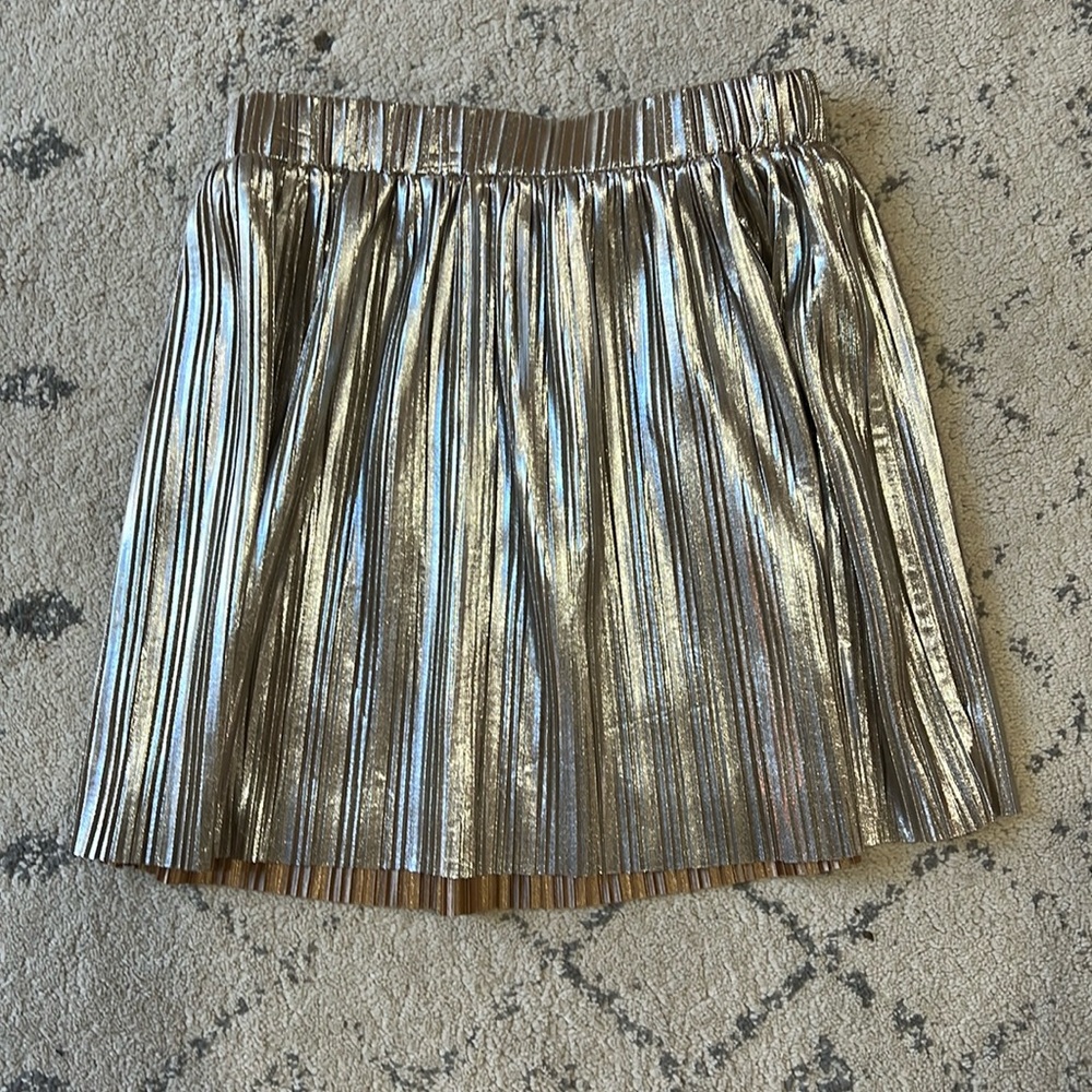 Gold pleated mini skirt